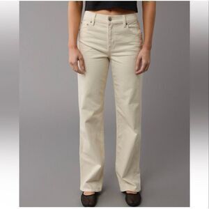 American Eagle Stovepipe Jeans Cream Off White High Rise Straight Leg Relaxed 00